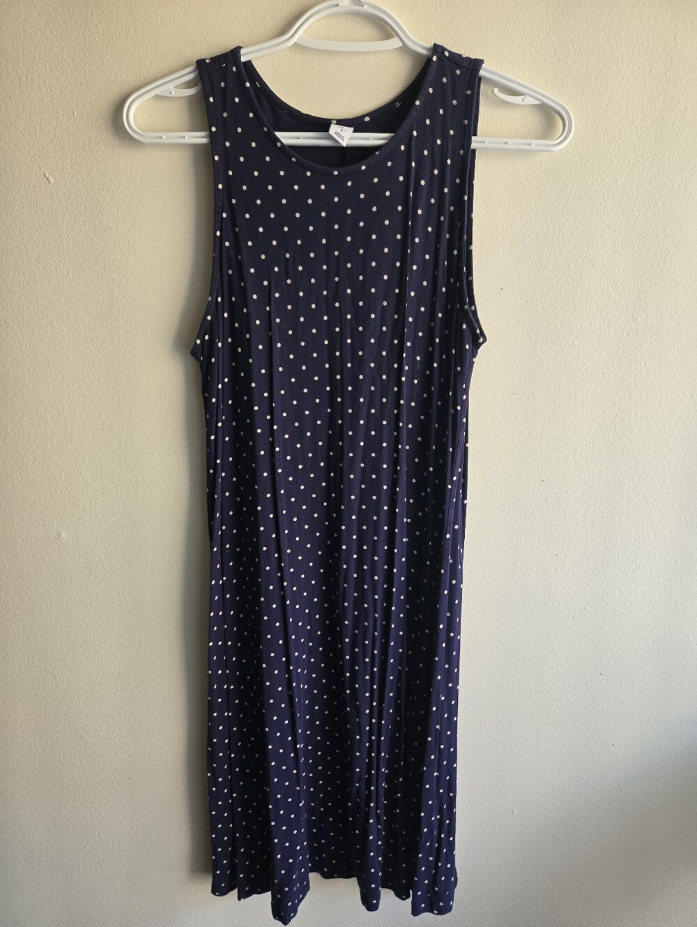 Old Navy Navy and White Polka Dot Sleeveless Midi Dress